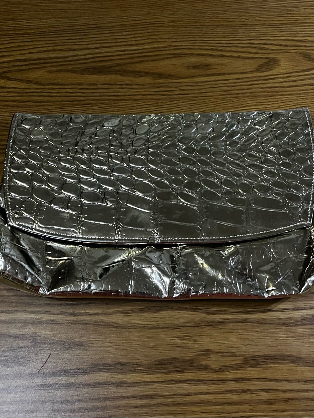 Metallic Gold Croc-Embossed Women's Envelope Clutch bag